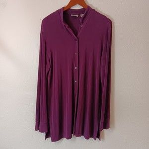 Chicos Travelers Womens Button Front Long Sleeve Riviera Top Sz XL Chicos Sz 3